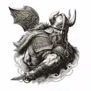 Viking warrior wielding tattoo design idea