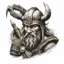 Viking warrior wielding tattoo design idea