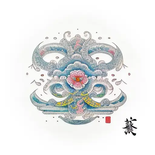 mudra around neck tattoo design idea
