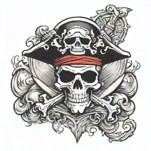 heart's pirate jolly roger one piece tattoo design idea