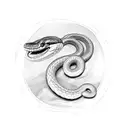 i want a simple snake in 2d that looks tuff and it should be colored in black and blue. underneath the snake there shoul tattoo design idea