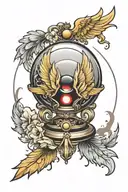 CRYSTAL BALL WITH WINGS tattoo design idea