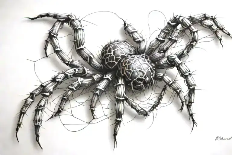 spiders in wound stiched tattoo design idea