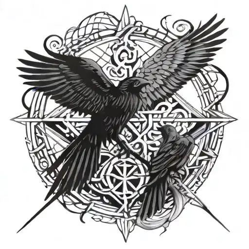 bindrune and crows tattoo design idea