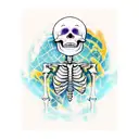 praying skeleton tattoo design idea