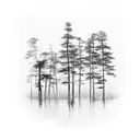 cypress trees in swamp tattoo design idea