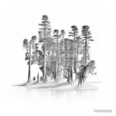 cypress trees in swamp tattoo design idea