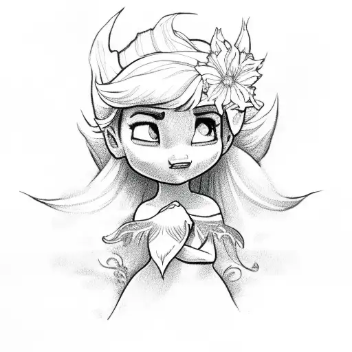 Nombre Elsa con una flor tattoo design idea