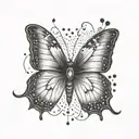 A butterfly with a wand, representing the client's love for butterflies and Harry Potter tattoo design idea