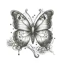 A butterfly with a wand, representing the client's love for butterflies and Harry Potter tattoo design idea