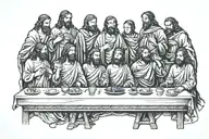 chest tattoo Jesus last supper table but with machine guns tattoo design idea