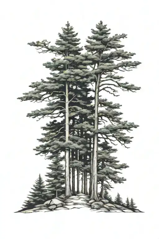 3 tall evergreen trees tattoo design idea