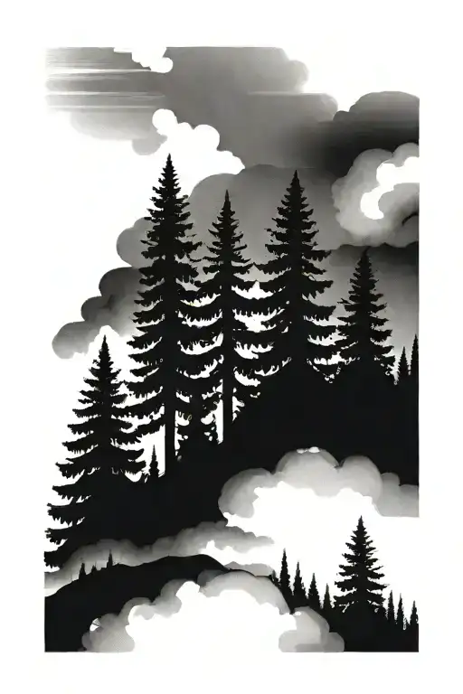 3 evergreen trees tattoo design idea