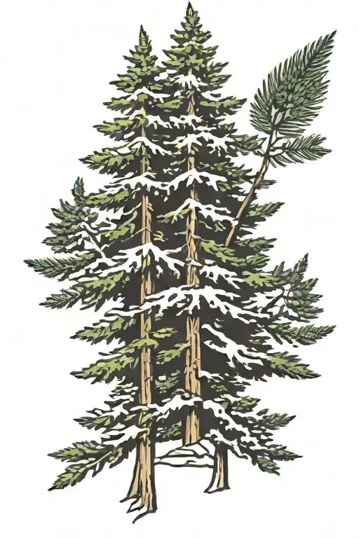 3 tall evergreen trees alone tattoo design idea