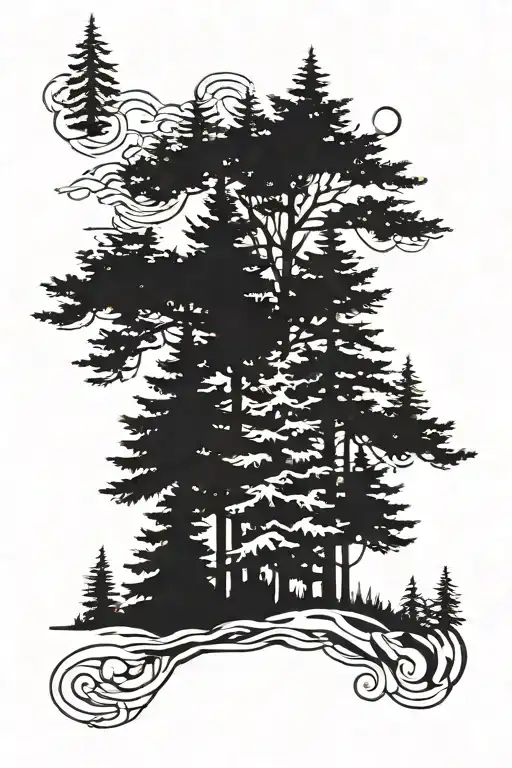3 evergreen trees tattoo design idea