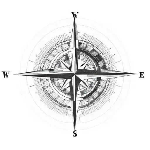 Compass with world map inside showing travelling and a time element   tattoo design idea