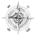 Compass with world map inside showing travelling and a time element   tattoo design idea