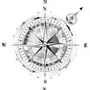 Compass with world map inside showing travelling and a time element   tattoo design idea