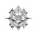 arrow on top going down into hexagons with a gap transitioning into more hexagons with an astrology oiece tattoo design idea