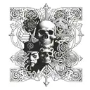 Create a tattoo based on the 48 laws of power by robert grenee, add details and things related to human psychology. tattoo design idea