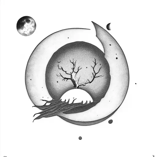 half moon Kodama  tattoo design idea