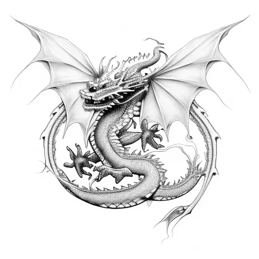 kodama dragon flower tattoo design idea