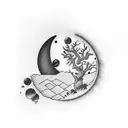 half moon Kodama  tattoo design idea