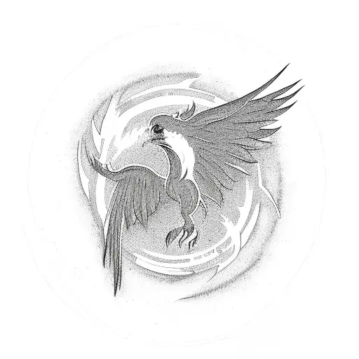 Phoenix running black hole tattoo design idea