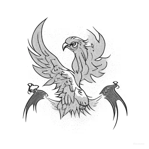 Phoenix escaping black hoke tattoo design idea