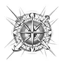 Roses and compass and anchor tattoo design idea
