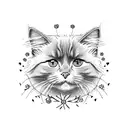 cute Ragdoll cat with flowers tattoo design idea