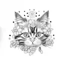 cute Ragdoll cat with flowers tattoo design idea