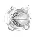 aquarius air symbol, orchids, saturn symbol and Uranus symbol tattoo design idea