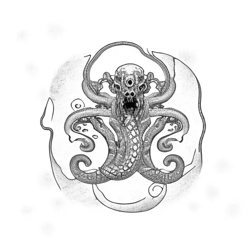 zombie snake with trippy mushrooms  tattoo design idea