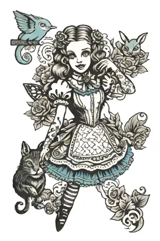 alice in wonderland tattoo tattoo design idea