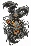 Winding river underground demons gate of hell  tattoo design idea
