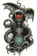 Winding river underground demons gate of hell  tattoo design idea