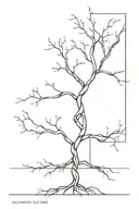 tree with dna helix and long roots reaching deep tattoo design idea