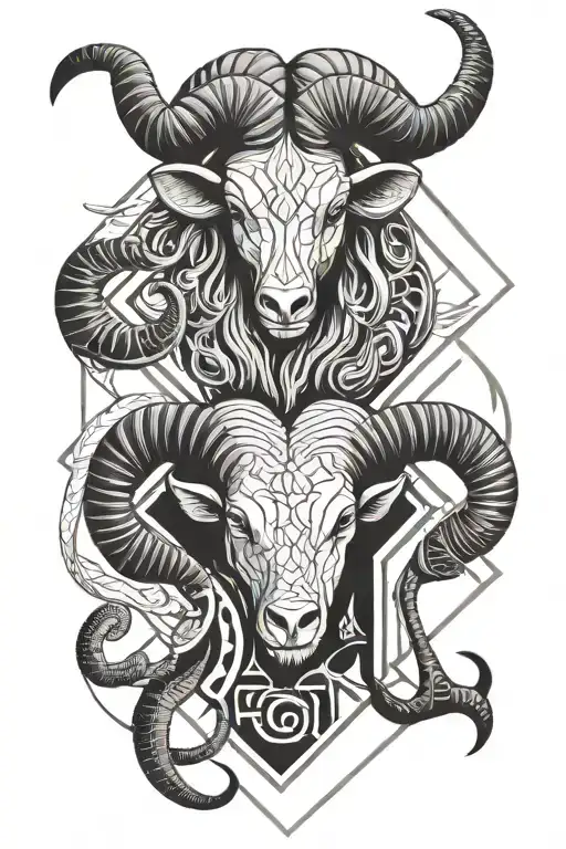 aries ram with letter C and taurus bull whith letter A and scorpion with letter C tattoo design idea