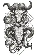 aries ram with letter C and taurus bull whith letter A and scorpion with letter C tattoo design idea