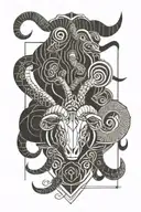 aries ram with letter C and taurus bull whith letter A and scorpion with letter C tattoo design idea