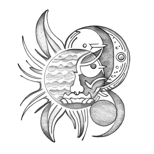 Sun and Moon tattoo design idea