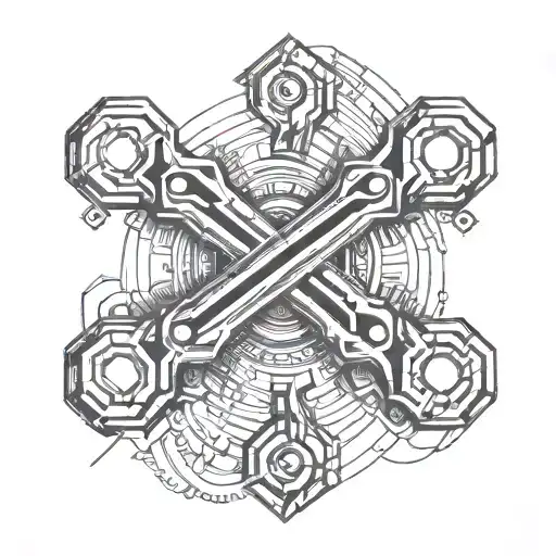 11 inch wrench crossed together tattoo design idea