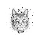 cat head half in style of deadpools skin look half a black cat tattoo design idea