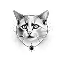 cat head half in style of deadpools skin look half a black cat tattoo design idea