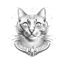 cat head half in style of deadpools skin look half a black cat tattoo design idea