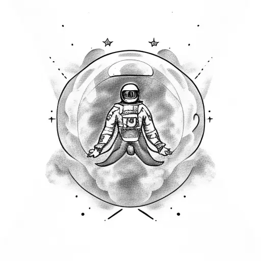 skydiver in the cosmos tattoo design idea