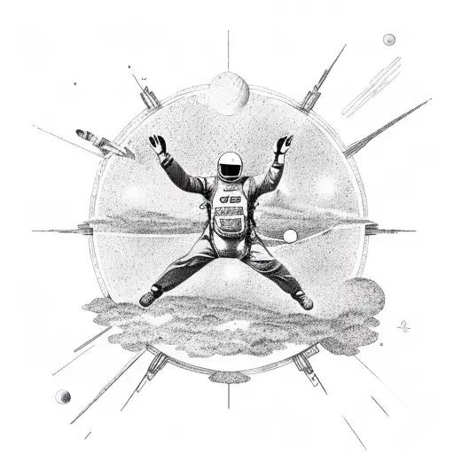 skydiver in the cosmos tattoo design idea