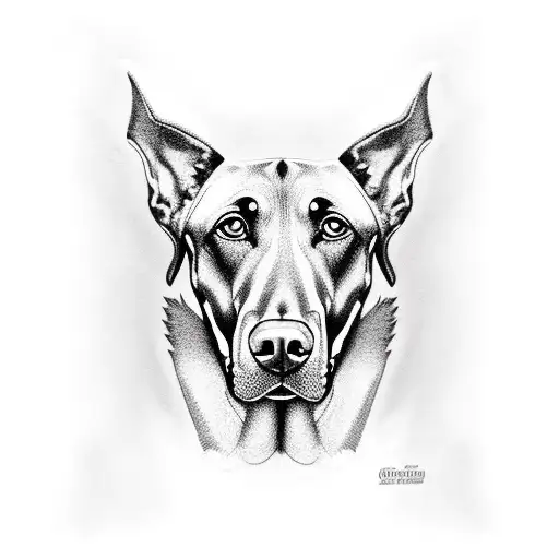 doberman color marron con orejas  tattoo design idea