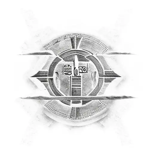 Ancient Egyptian hieroglyphics intertwined with sacred symbols tattoo design idea